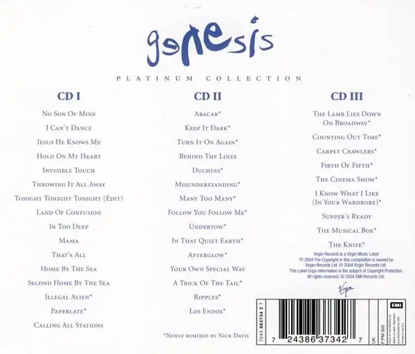 Genesis – Platinum Collection – Содержание